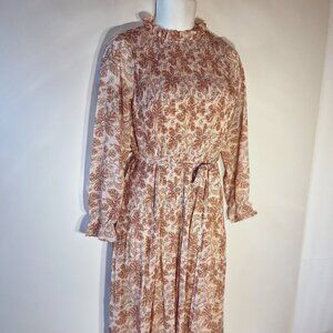 Pink Lily SZS Pink & Rust floral midi/maxi dress Fairy Classic Dressy Cottage